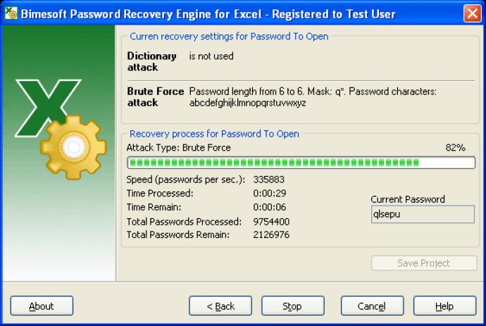 Password Recovery Engine for Excel Password Recovery Engine for Excel