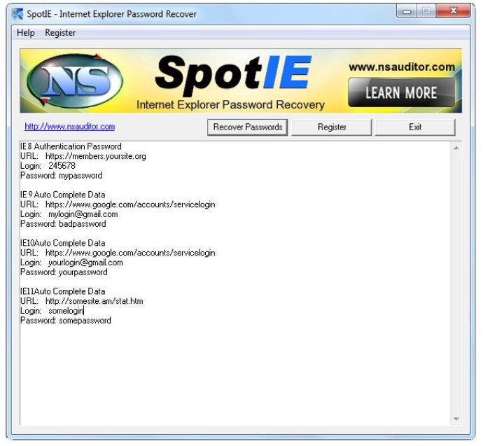 SpotIE Password Recovery SpotIE Password Recovery