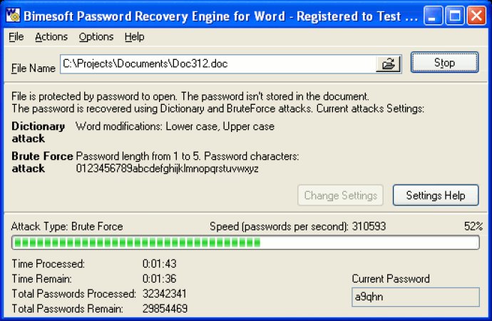 Password Recovery Engine for Word Password Recovery Engine for Word