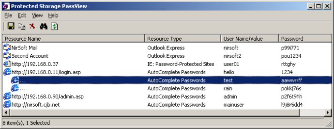 Protected Storage PassView Protected Storage PassView
